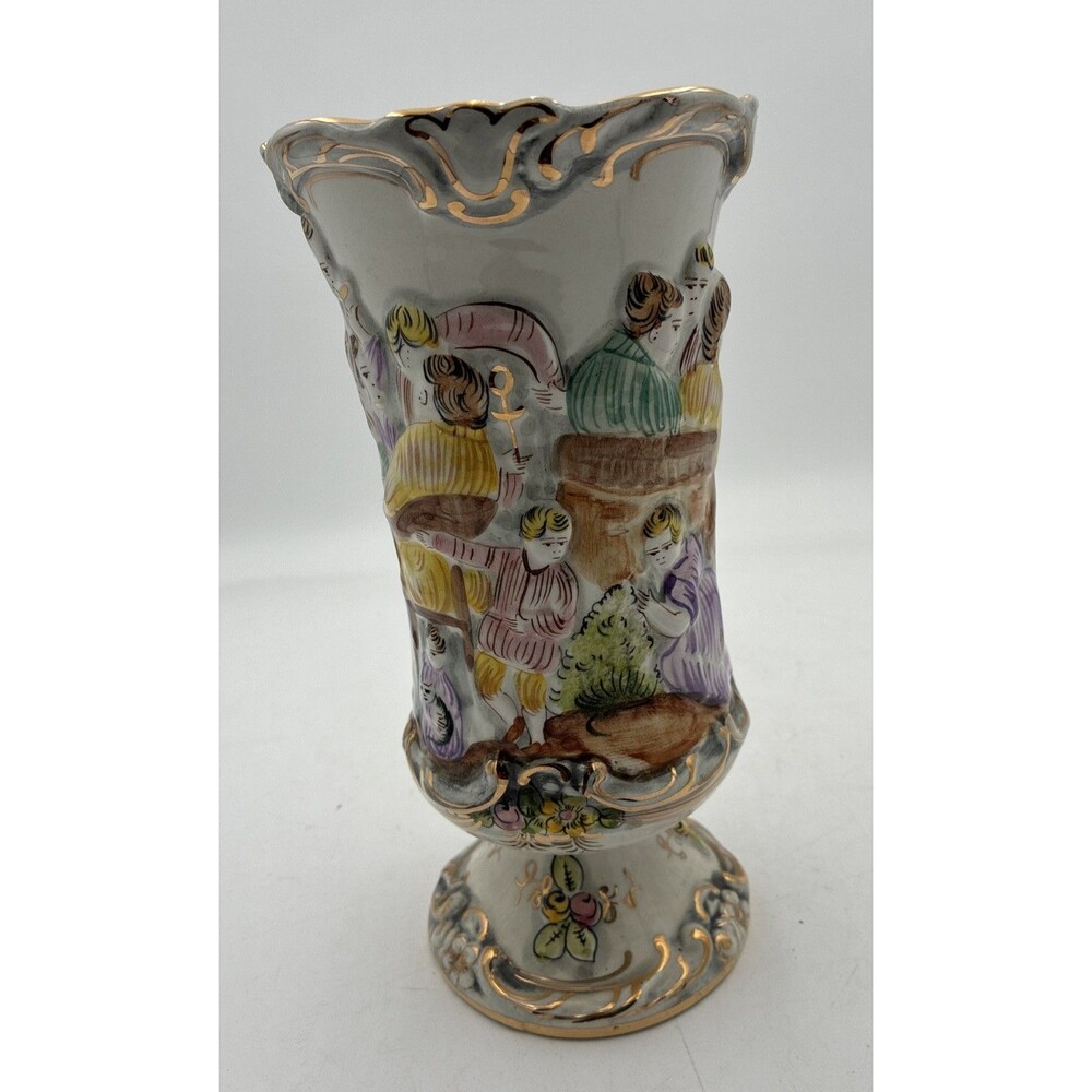 Vintage ELPA Alcobaca  Ceramic Vase Cherubs